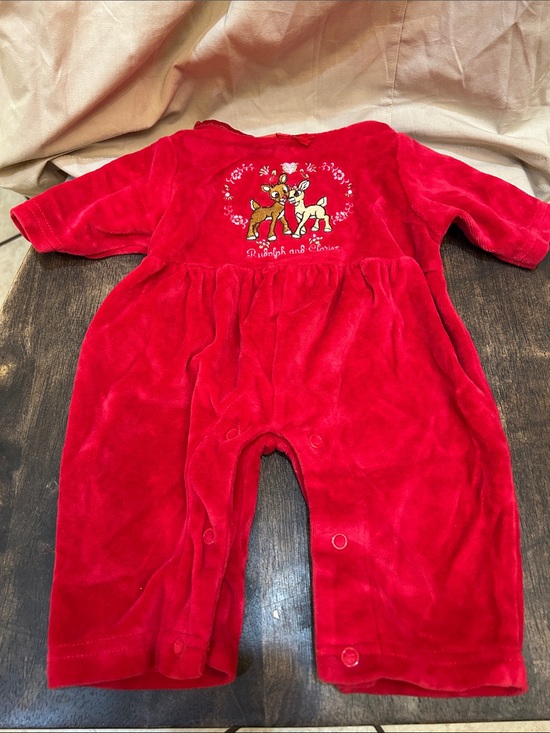 Rudolph The Red Nosed Reindeer Other - Red Velvet Bambi Embroidered Baby Pajama Bottoms